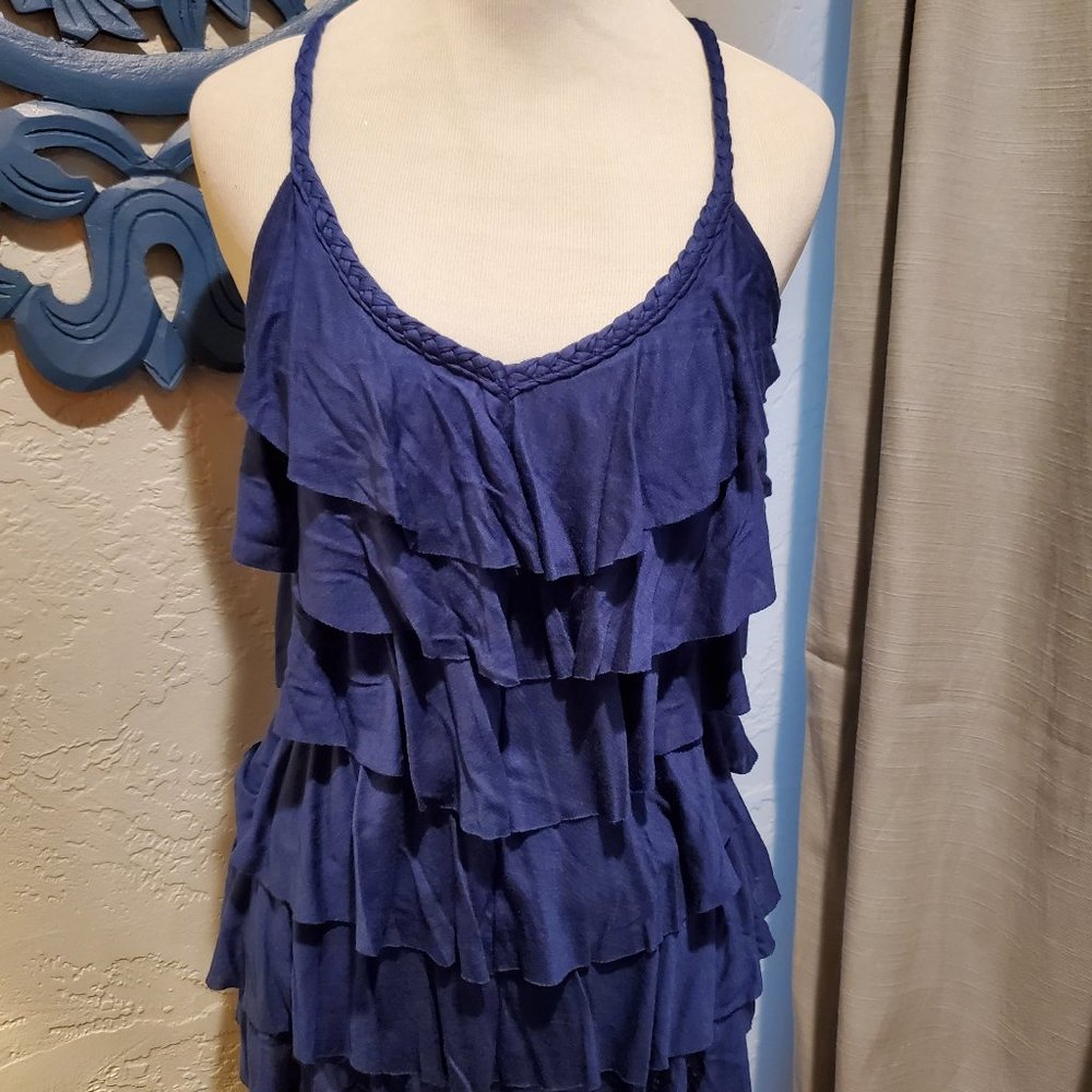 Mine Blue Ruffle Top